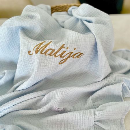 Muslin proizvodi za bebe: jastučnice, prekrivači, trakice, gumice, tetra pelene i donja plahta za krevetić