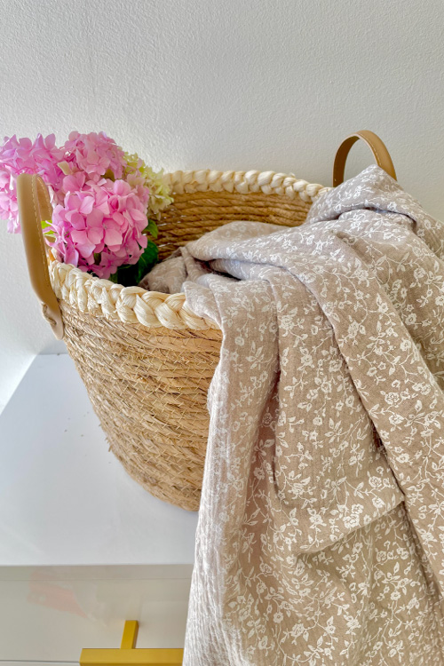 3u1 muslin prekrivač za krevetić s uzorkom cvjetova krem