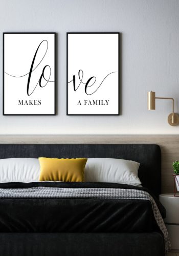 Poster za zid i okvir u setu custom tekst love makes a family